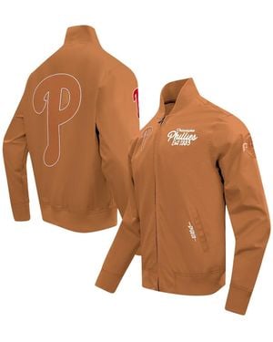 Pro Standard Philadelphia Phillies Paint The City Twill Full-zip Jacket - Brown