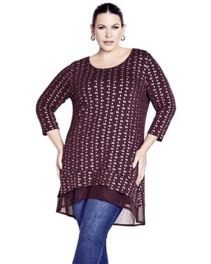 Avenue Tops & Tees Foil Print Tunic - Purple