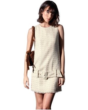 Walter Baker Vanna Tweed Shift Mini Dress - Natural