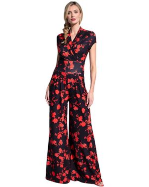 Hotsquash London Faux-wrap Wide Leg Jumpsuit - Red