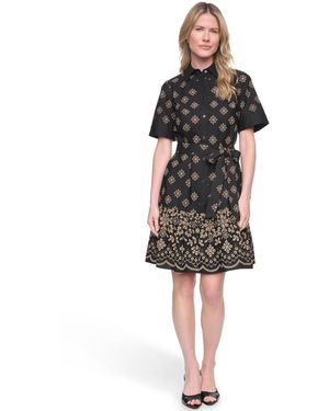 Jessica Howard Cotton Poplin Shirt Dress - Black
