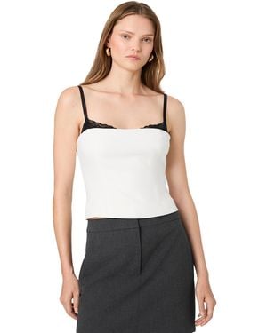 French Connection Azra Sleeveless Square Neck Lace Camisole - White