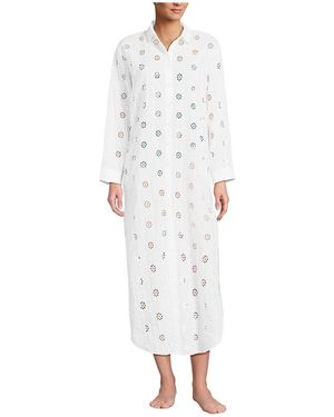 Lands' End Eyelet Button Down Maxi Cover-up Dress - White