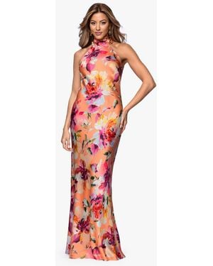 Xscape Printed High Neck Maxi Dress - Red