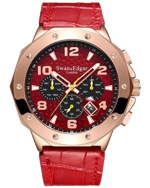 Swan And Edgar Se1491 Swan & Edgar Hand Assembled Defense Timer Automatic - Red