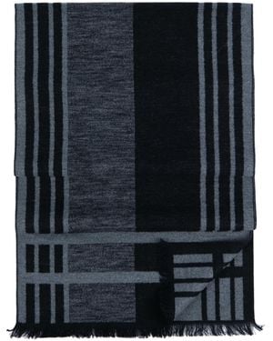 Ted Baker 70" Plaid Fringed Silk Wrap Scarf - Black