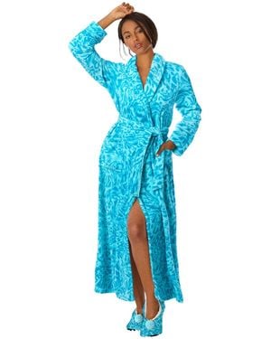 Dreams & Co. Plus Size Plush Wrap Robe - Blue