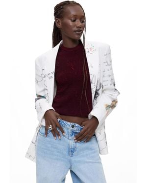 Desigual Blazer With Floral Print - Red
