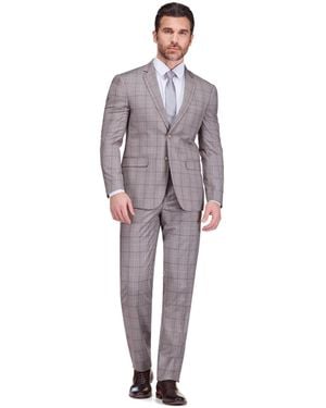 Gino Vitale Slim Fit 2-piece Performance Stretch Plaid Suit - Gray