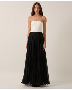 Modenaire Strapless Two-tone Tulle Evening Gown - White