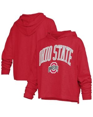 Pressbox Ohio State Buckeyes Nelson Arch Over Logo Long Sleeve Hooded Slub T-shirt - Red