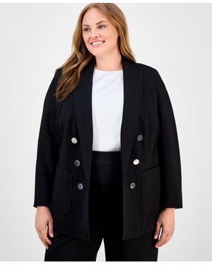 Anne Klein Plus Size Faux Double-breasted Jacket - Black