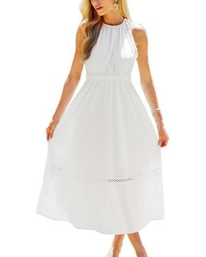 CUPSHE Elegant Lace Midi Beach Dress - White