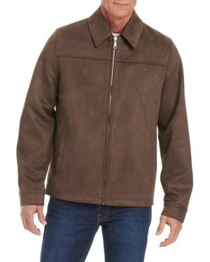 Vince Camuto Faux Suede Shirt Collar Hipster Jacket - Brown