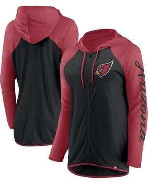 Fanatics Black/cardinal Arizona Cardinals Script Full-zip Hoodie - Red