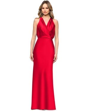 Betsy & Adam Petite V-neck Sleeveless Ball Gown - Red