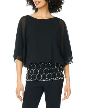 Msk Embellished Popover Crewneck Blouse - Black