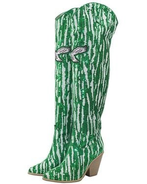 Cuce Philadelphia Eagles Over-the-knee Two-tone Sequin Boots - Green