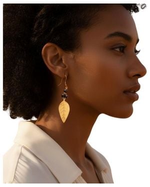 Kendi Amani Acacia Leaf Earrings - Black