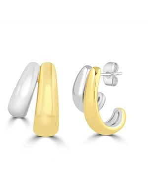 Simona Polished Half Hoop Earrings - White