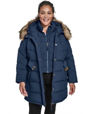 Tommy Hilfiger Plus Size Hooded Puffer Coat - Blue