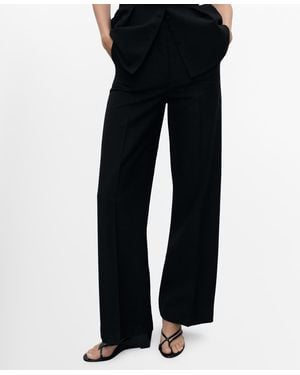 Mango Straight Mid-rise Suit Pants - Black