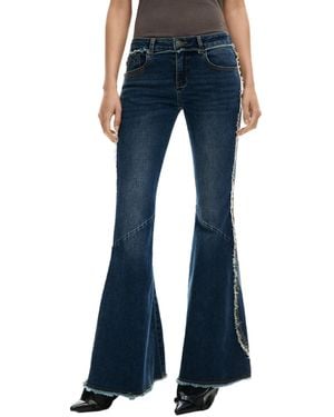 Desigual Frayed Flare Jeans - Blue