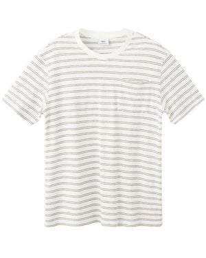 Mango Crew Neck Stripe Cotton-linen Blend T-shirt - White
