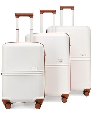 Elle Expedition 3-piece Expandable Retro Spinner luggage Set - White