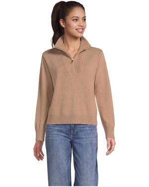 Lands' End Drifter Slim Quarter-zip Drop-shoulder Pullover - Blue