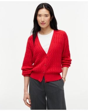 Tommy Hilfiger Oversized Cable-knit V-neck Cardigan - Red