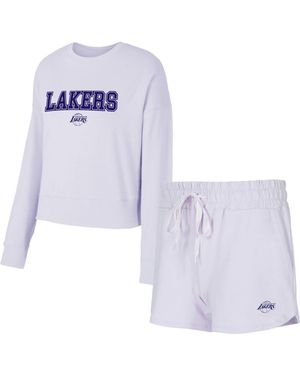 Concepts Sport Â 2-piece Los Angeles Lakers Elevation Tri-blend Long Sleeve Top And Shorts Set - Blue