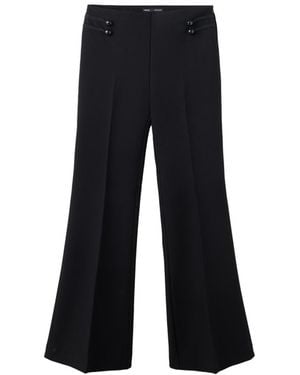Mango High-rise Wide-leg Frog-closure Pants - Black
