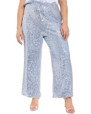 Muse Plus Size Sequined Pull-on Pants - Blue
