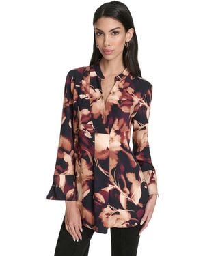 Halston Long Sleeves Tunic Top - White