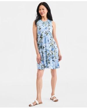Style & Co. Printed Sleeveless Knit Dress - Blue