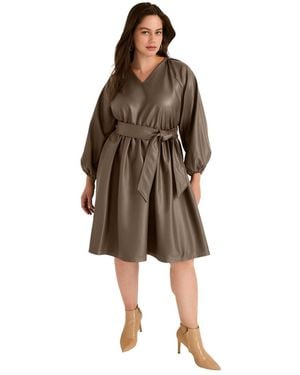 June + Vie June + Vie June + Vie Faux Leather Dress - Brown