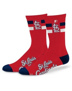 Starter And St. Louis Cardinals Team Color Two-stripe Crew Socks - Red