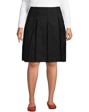 Lands' End Plus Size Box Pleat Skirt Top Of Knee - Blue