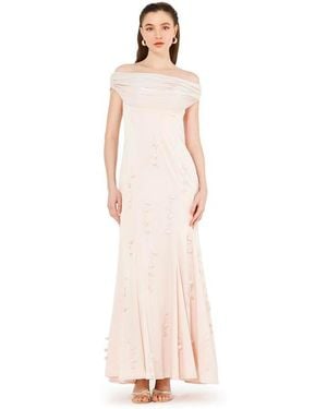 Amiri Off-the-shoulder Cowl Neckline Dress With Floral Embellishment - Black