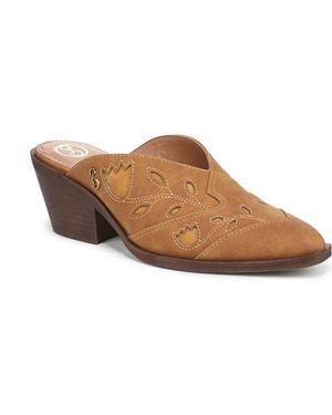 Sam & Libby Floren Western Block Heel Mules - Brown