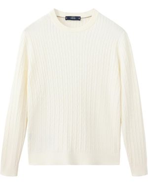 Mango Mars Cable-knit Crewneck Sweater - White