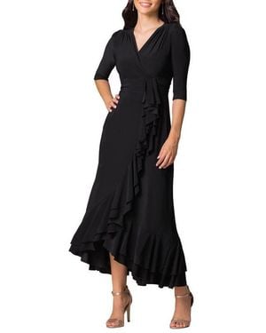 Kiyonna Veronica Ruffle Evening Gown - Black