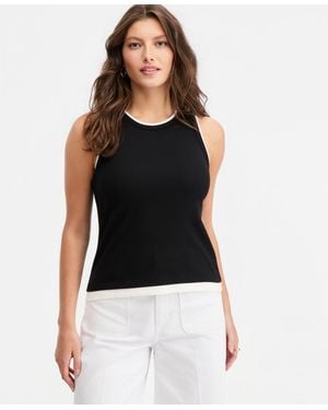 On 34th Micro Rib Faux-layered Tank Top - Black