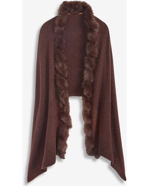 INC International Concepts Knit Twisted Faux-fur-trim Wrap - Brown