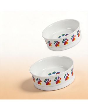 Aronkl Ceramic Pet Bowls Set Of 2 Non-slip Dishwasher Safe For Cats Dogs - White