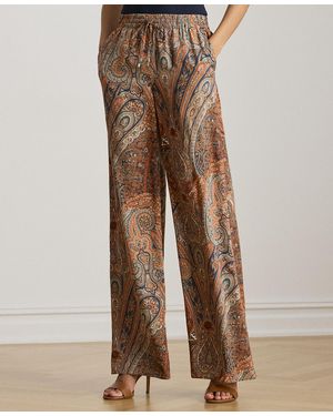 Ralph Lauren Petite Paisley Crepe Wide-leg Pant - Brown