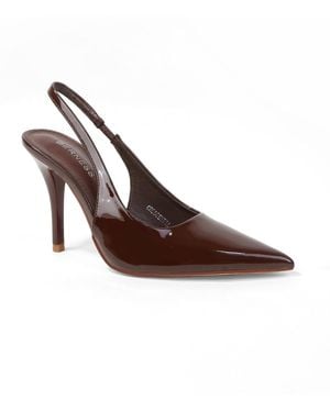 BERNESS Crescentia Patent Slingback Stiletto Pumps - Brown