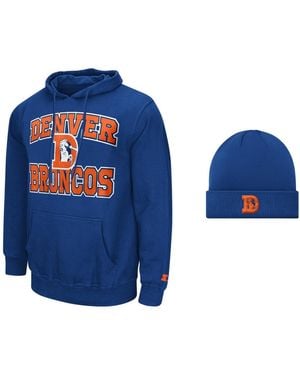 Starter Denver Broncos Hoodie And Cuffed Knit Hat Combo Pack - Blue