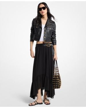 Michael Kors Georgette High-Low Skirt - Black